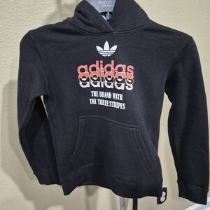 Adidas Kids Black and Red Logo Hoodie Size S